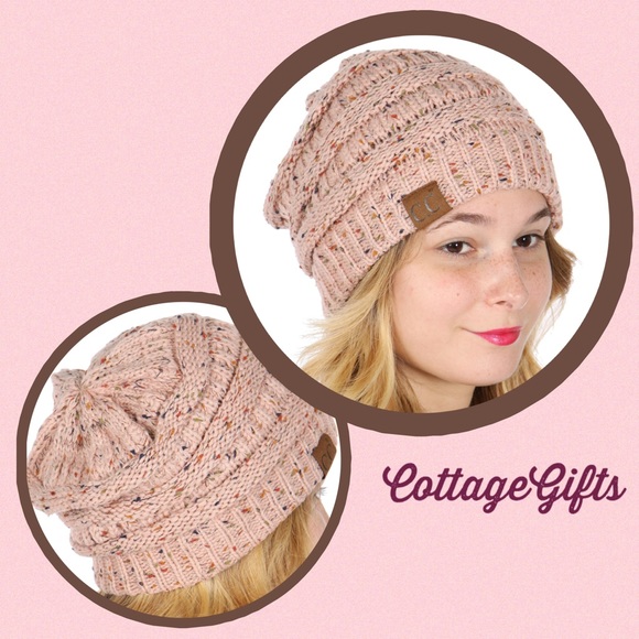 Accessories - 🆕Boutique Messy Bun Beanie Hat Cap Knitted